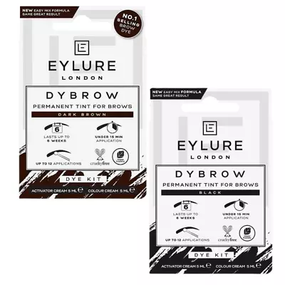 Eylure DYBROW Eyebrow Dye Kit - Dark Brown / Black Permanent Tint For Brows UK • £6.49