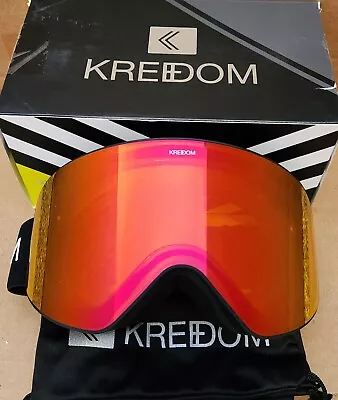 Kreedom La Grave Men's Snow Goggles Black Frame Red Orange Mirror Lens • $59.99