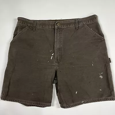 Vintage Carhartt B25 TMB Brown Carpenter Shorts Waist Size 42 Paint • $28