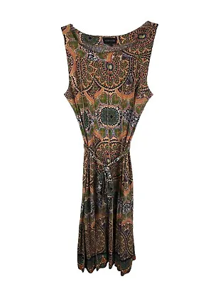 Voir Voir Geometric Floral Stretchy Maxi Dress Women’s Size 14 Multicolor *N1 • $17.09