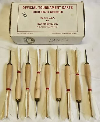 Vintage Official US Tournament Darts Set Of 9 W/Turkey Feather Flights By Darto • $85