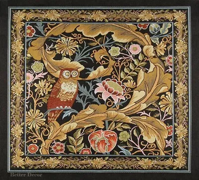 WALL JACQUARD WOVEN TAPESTRY Owl Ornament WILLIAM MORRIS ANTIQUE MEDIEVAL DESIGN • $50.99