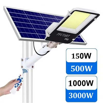 3000W 1000W Solar Street Lights Outdoor Flood Light Dusk To Dawn Wall Lamp +Pole • £52.99