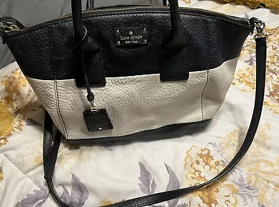 Kate Spade Colorblock Cream Black Tote Bag Satchel Detachable Strap • $11.70