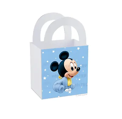8 Mickey Mouse Baby Treat Box Party Favor Loot Goody Bag Birthday  3  X 3 • $11