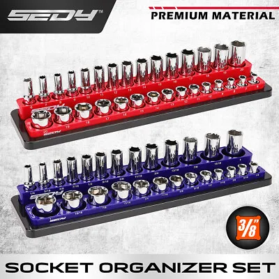 Magnetic 3/8  Sockets Holder Organizer Set Detachable Storage Tray Metric SAE • $19.99