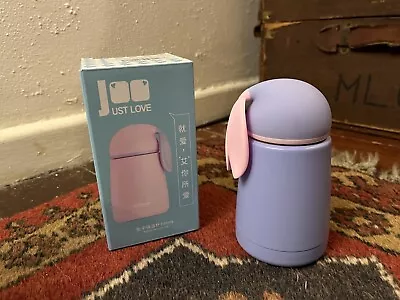 Stainless Steel Vacuum Flask 300ml Size Purple With Silicone Rabbit Ears New • £5