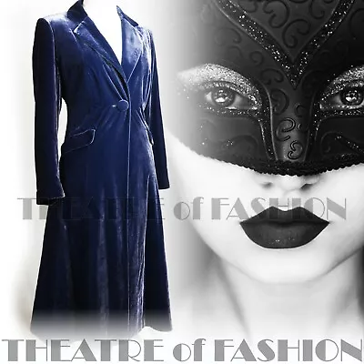 £575 • Buy JACKET COAT VINTAGE 12 14 16 18 BLUE SILK VELVET MISTRESS 40's 30's MAXI