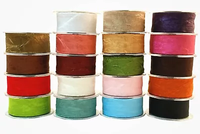 £1.60 • Buy 38mm Silky Crinkle Crushed Ribbon With Cut Edge Floristry Wedding Party Bows