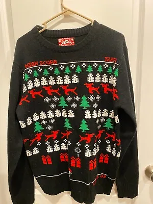 Men's Jem Video Game Holiday Ugly Christmas Sweater SZ L Red And Green • $20