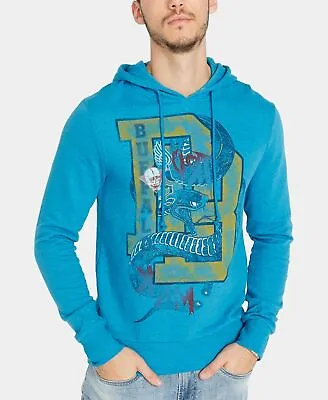 $98 Buffalo David Bitton Men's Blue Long-Sleeve Graphic Hoodie Sweater Size M • $9.58