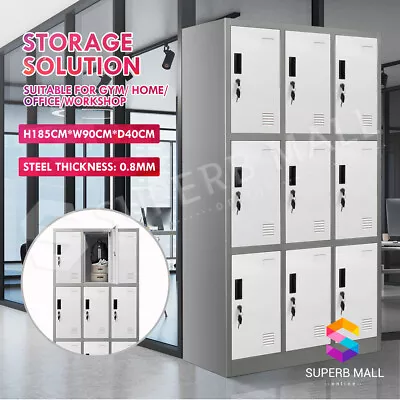 Steel Storage Locker Metal Cabinet Gym Office School Home Cupboard 9 Doors • $349.79