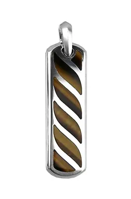 David Yurman St. Silver Ingot Graphic Cable Tiger Eye Dog Tag Enhancer 90p New • $425