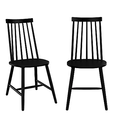 Set Of 2 Black Wooden Spindle Dining Chairs - Cami CMM008 • £125.92