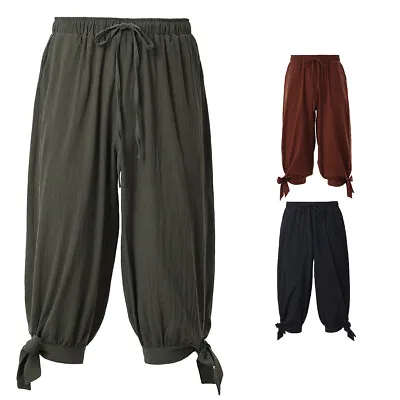 Medieval Men Cropped Capri Pants Trousers Viking Pirate Cosplay Horseman • $22.99