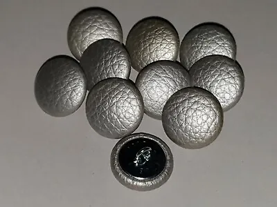 10 Upholstery Buttons In Silver Faux Leather 20mm  • £6.99