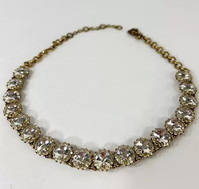 J Crew Vintage Statement Clear Crystal Round Rhinestones Necklace 17  • $17.73
