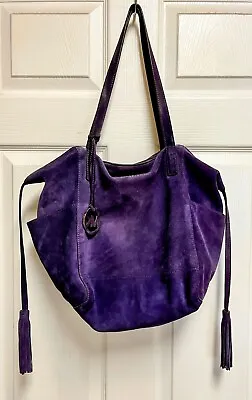 Purple Suede Michael Kors ASHBURY Large Hobo Shoulder Bag With Tassels • $59.99