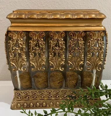 Vtg Style Sense PCHF Resin Acrylic Gold Ornate Scroll Carvings Tissue Box Cover • $32