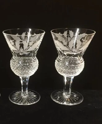 $160 • Buy 2 Edinburgh Thistle Cut Crystal Sherry Port Glass 4.25”