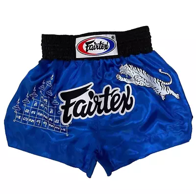 Shorts Fairtex Muay Thai Fight Kick Boxing Mma Tiger Blue Adult Size L Satin • $38