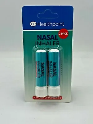 Healthpoint NOSE Nasal Inhaler Twin Pack Menthol Eucalyptus Breathing Congestion • £2.95