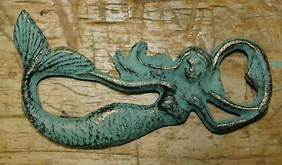 Cast Iron Mermaid Bottle Openers Sea Foam Green Nautical Beer Soda Opener Beach • $5.99