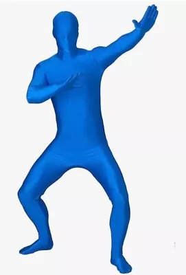 Blue Morph Suit Costume KIDS Full Body Spandex Jumpsuit Size Medium • $15.99