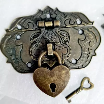 Heart Shape Vintage Padlock With Working Key And Hasps Rare Old Style • $9.99
