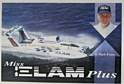 1999 MISS ELAM PLUS Mark Evans LARGE Card Print Hydroplane Boat Racing • $11.99