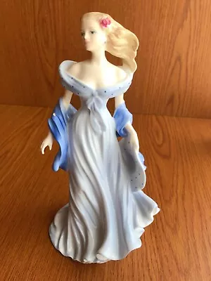 COALPORT FIGURINE MARIA BONE CHINA FROM 1992 IN BLUE. Approx 20cm X 11cm. • £22.99