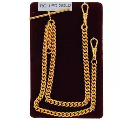 Stunning Double Albert Rolled Gold 9ct Pocket Watch Chain Heavy Birthday Gift- • £69.99