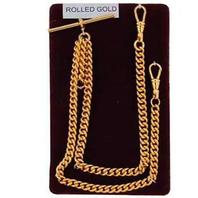 Stunning Double Albert Rolled Gold 9ct Pocket Watch Chain Heavy Birthday Gift • £67.99