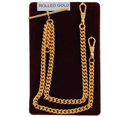 Stunning Double Albert Rolled Gold 9ct Pocket Watch Chain Heavy • £66.99