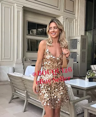 $99 • Buy Zara Woman Nwt Fw22 Golden Sequin Mini Dress All Sizes Ref: 8351/252