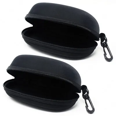 2-Pack Sunglasses Hard Case Eye Glasses Black Clam Shell Zipper With Hook • $9.98