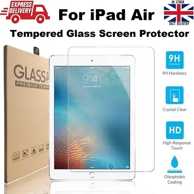 100% GENUINE Tempered Glass Screen Protector For IPad Air (A1474/A1475/A1476) • £5.49