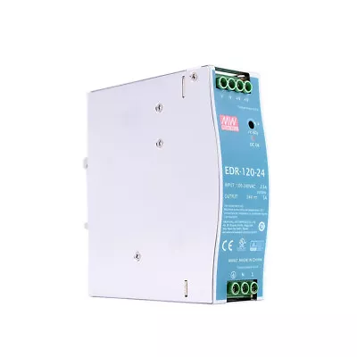 MEAN WELL EDR-120-24 Single Output DIN Rail Power Supply 120W 24VDC 5A • $29.41