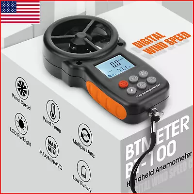 BTMETER Wind Speed Meter Anemometer Handheld Digital Air Flow Meter Velometer • $27.54