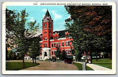 Administration Building University Of Montana Missoula MT 1930 Old Cars Postcard • $4.99