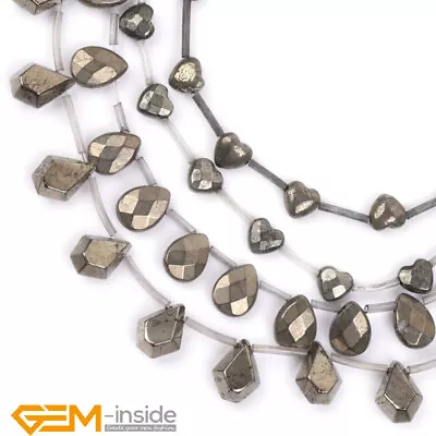 Assorted Shapes Natural Pyrite Gemstone Spacer Loose Beads Jewelry Making 15  • $14.19