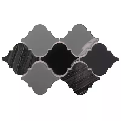 Glass Marble Tile Mosaic Adria Arabesque Kitchen Bathroom Wall Backsplash Black • $4.49