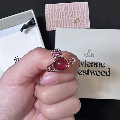 VIVIENNE WESTWOOD Ring With Crystal Red Opal Orb Ring Size 7 • $36