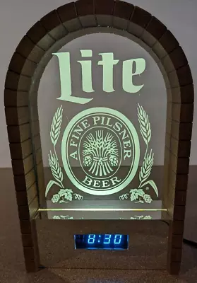 Vintage 1987 Miller Lite Beer Arched Lucite Digital Clock Sign 13  • $44.99