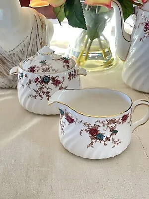 MINTON Ancestral Creamer & Sugar With Lid Wreath Backstamp VINTAGE • $68