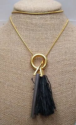 Vintage Rope Lariat Necklace With Metal And String Tassel Pendant - 30  • $7.36