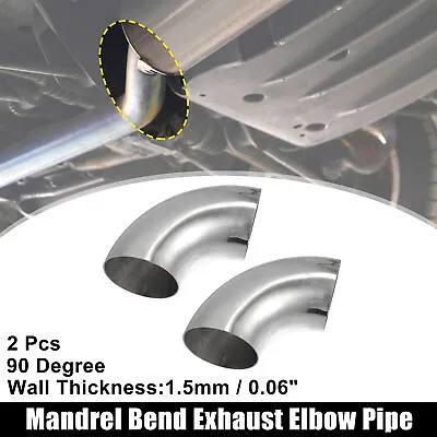 2 Pcs OD 3 Inch 90 Degree SS304 Stainless Steel Bend Tube Exhaust Elbow Pipe • $27.07