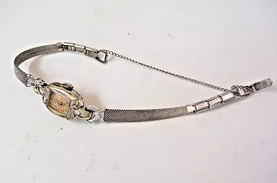 Antique Elgin Ladies Art Deco Wrist Watch 10K White Gold Filled Running! • $10