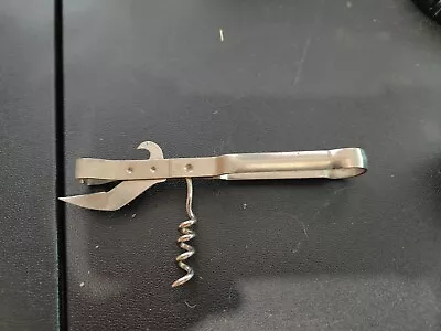 Vintage Can Bottle Opener Corkscrew Can Punch Marked Tempered Steel • $0.99