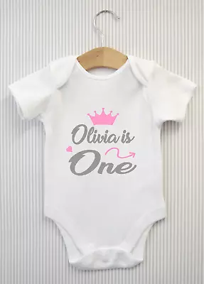 Personalised One 1st First Birthday Arrow Baby Grow Bodysuit T-Shirt Or Tee Pink • £4.98